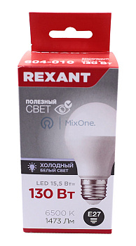 REXANT лампа светодиодная Груша A60 15,5Вт E27 1473Лм 6500K холодный свет