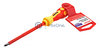 REXANT 12-4716 отвертка крестовая диэлектрическая PH0х100мм, до 1000В, двухкомпонентная рукоятка