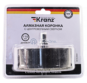 KRANZ коронка алмазная 110 мм, по керамограниту с центровочным сверлом