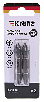 KRANZ бита для шуруповерта PH2-PH2х50 мм (2 шт./уп.)