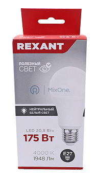 REXANT лампа светодиодная Груша A70 20,5Вт E27 1948Лм 4000K нейтральный свет