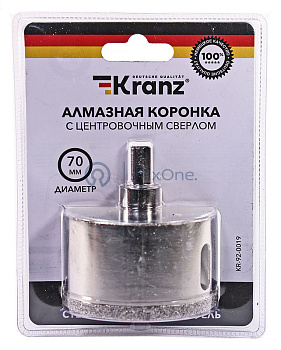 KRANZ коронка алмазная 70 мм, по керамограниту с центровочным сверлом