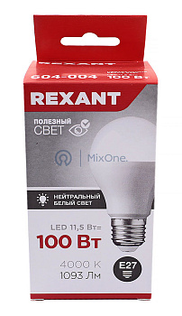 REXANT лампа светодиодная Груша A60 11,5Вт E27 1093Лм 4000K нейтральный свет