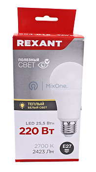 REXANT лампа светодиодная Груша A80 25,5Вт E27 2423Лм 2700K теплый свет