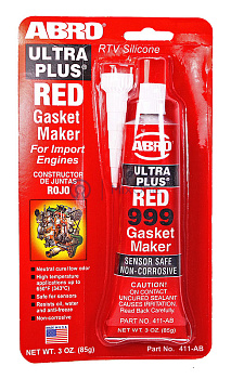 ABRO 411-AB герметик прокладок 999 силиконовый OEM Ultra Plus, красный, 85 г.