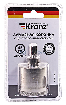 KRANZ коронка алмазная 45 мм, по керамограниту с центровочным сверлом
