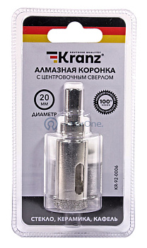 KRANZ коронка алмазная 20 мм, по керамограниту с центровочным сверлом
