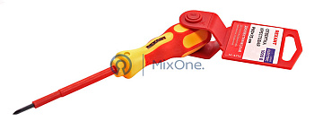 REXANT 12-4715 отвертка крестовая диэлектрическая PH0х75мм, до 1000В, двухкомпонентная рукоятка