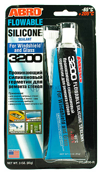 ABRO FS-3200 герметик проникающий силиконовый для ремонта стёкол, 85 г.
