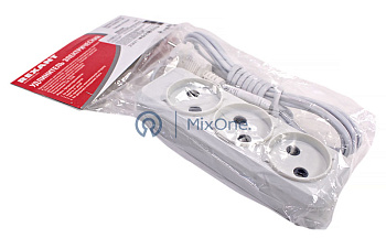REXANT 11-8733 удлинитель 3 гнезда, 3м, б/з, белый, 2х0,75 мм.