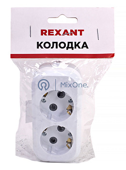 REXANT 11-8702 колодка 2 гнезда с заземлением