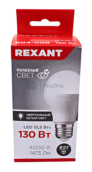 REXANT лампа светодиодная Груша A60 15,5Вт E27 1473Лм 4000K нейтральный свет