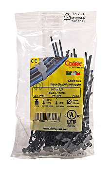 Cobra 100x2.5 стяжки кабельные, черные, морозостойкие, 100 шт.