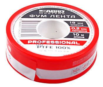 ABRO MASTERS PTFE-19-020-10-RE ФУМ лента, размеры: 0,2 мм, 19 мм, 10 м.