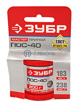 ЗУБР 55451-200-10 припой, ПОС 40, проволока, 200 г, 1 мм.