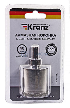 KRANZ коронка алмазная 40 мм, по керамограниту с центровочным сверлом