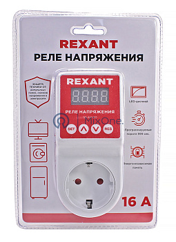 REXANT 10-6040 реле напряжения вилка-розетка c дисплеем 16А