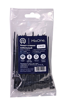 MixOne. 2,5х100 хомут-стяжка черный, 100 шт.