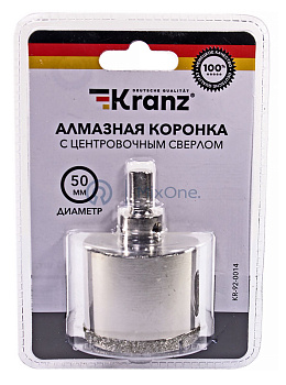 KRANZ коронка алмазная 50 мм, по керамограниту с центровочным сверлом