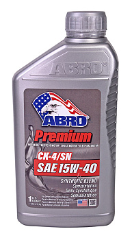 ABRO MO-SB-15-40-CK4-SN-QT масло моторное полусинтетическое SAE 15W40 CK-4/SN, 946 мл.