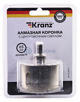 KRANZ коронка алмазная 65 мм, по керамограниту с центровочным сверлом