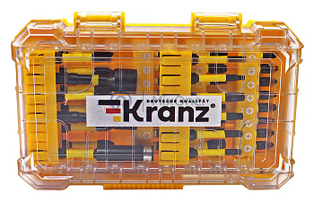 KRANZ набор торсионных бит с магнитным держателем и торцевыми головками, пластиковый кейс, 41 шт