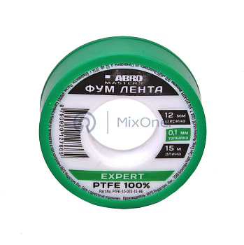 ABRO MASTERS PTFE-12-010-15-RE ФУМ лента Expert lite, 0,1 мм, 12 мм, 15 м.