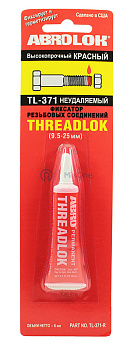 ABRO TL-371 фиксатор резьбы красный, неудаляемый, 6 мл.