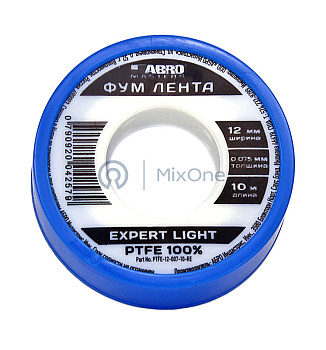 ABRO MASTERS PTFE-12-007-10-RE ФУМ лента Expert lite, 0,075 мм, 12 мм, 10 м.